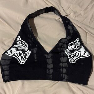 Black Halter Top with White Wolf Design by Darc Sport